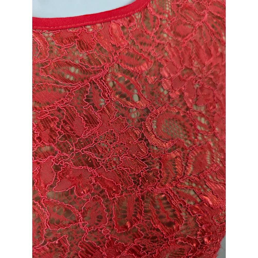 Vince Camuto Peach Floral Lace Ruched Sheath Dress Lined Sleeveless Size 12 /R29 - Picture 4 of 8